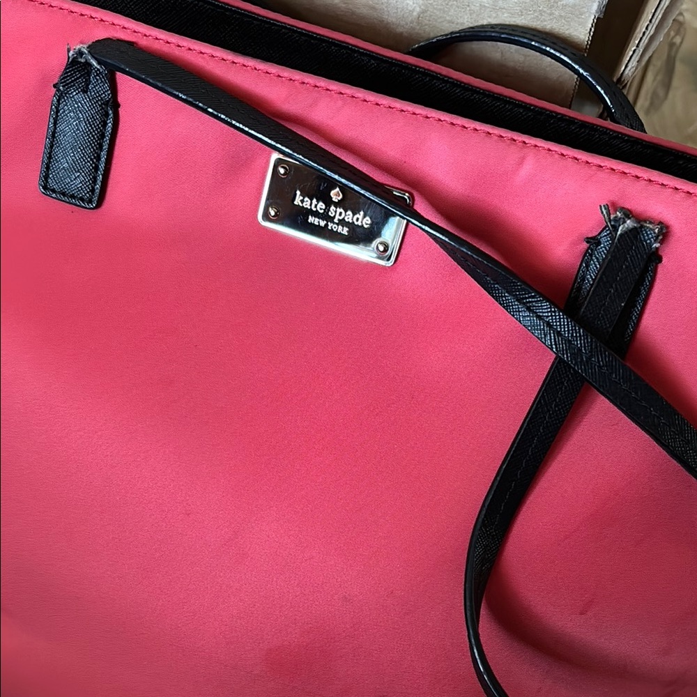 Kate Spade Pink and Black Tote Bag with Structured Design